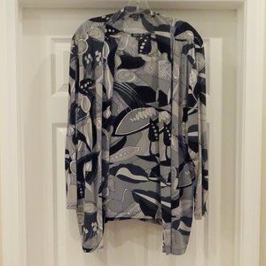 Navy Blue & Gray print Vikki Vi Jacket with Shell